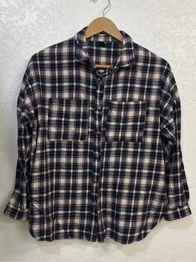Windsor Fashions Junior • Plaid Flannel 100% Cotton Dark Blue, Cream, & Burgundy